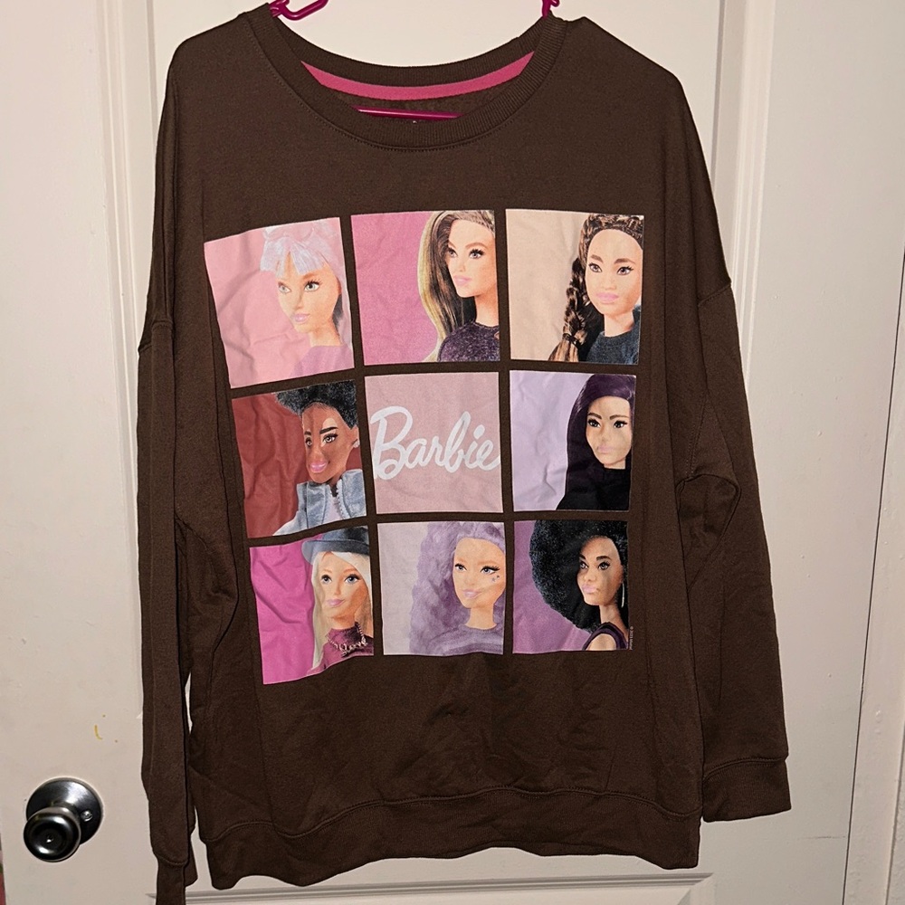 Barbie Brown Boxy Graphic Hoodie